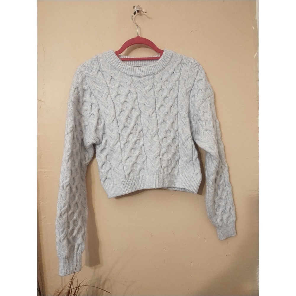 Forever 21 Girls Light Blue Cable Knit Long Sleeve Pullover Sweater Size Small